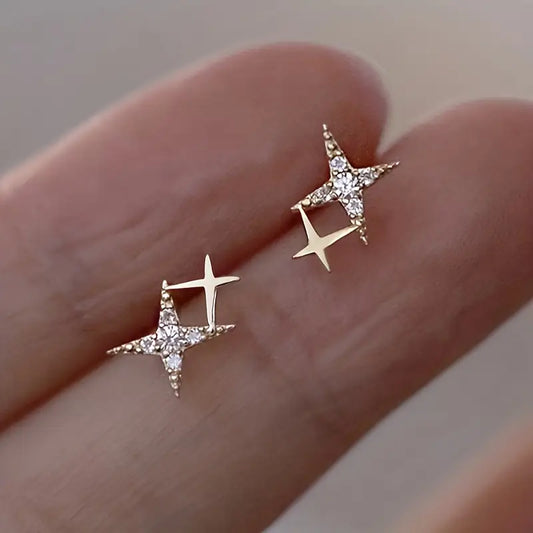 Modern Earrings with Gold-tone
