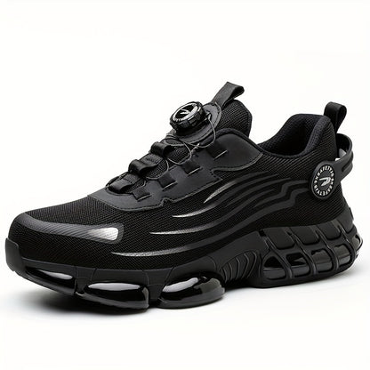 9KSAFETYWB Men'S & Women'S Breathable Mesh Shoes with Shock-Absorbing Air Cushion Sole, Durable Rubber Outsole, Lace-Up Low-Top Design for All-Season Comfort - Ideal for Work & Casual Wear, Work Shoes, Industrial Footwear, Modern Sneakers, Fabric Upper