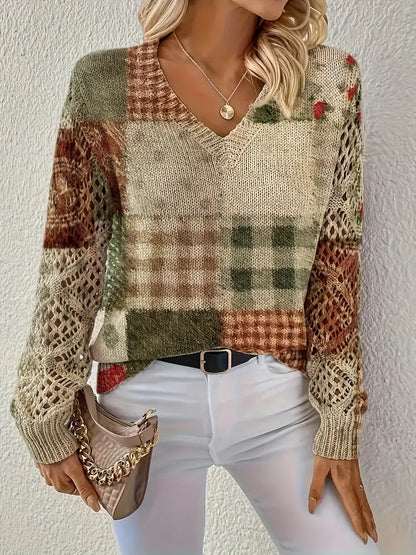 Floral Knit Sweater Graceful Autumn And