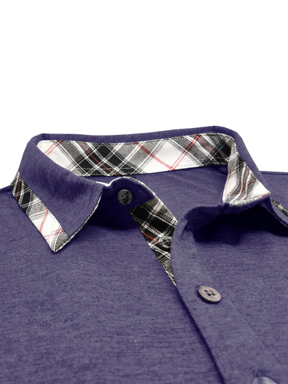 Men'S Plus Size Short Sleeve Polo Shirt with Plaid Collar and Button Details - Casual Summer Style, Regular Fit, Slight Stretch Fabric, Plus Size Shirts, PLUS SIZE