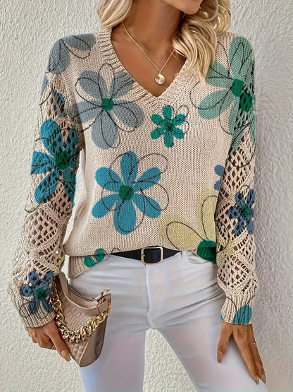 Women'S Elegant V-Neck Sweater - All-Season Long Sleeve Pullover Sweater in Beige, Brown, Pink, Black, White, Gray - Office, Party, Everyday Chic Sweater for Women - Year-Round Wardrobe Essential, Office Attire, Bohemian Style, Comfortable Fit