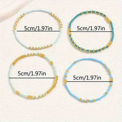 Boho 4-Piece Bracelet Set with Polished finish