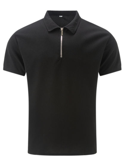 Men's Solid Short Sleeve Zipper Shirt, Casual Male Shirt For Summer Outdoor, Gift For Men