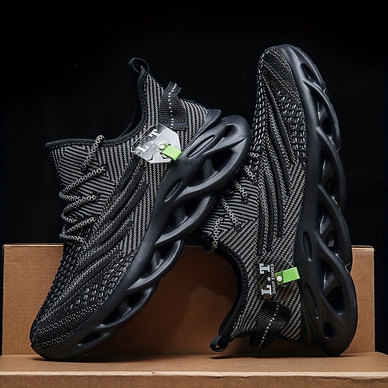 Men'S Fashion Sneakers, Casual Athletic Shoes with Striped Pattern, Round Toe, Lace-Up Closure, Fabric Upper, MD Sole, All-Season Sports Footwear