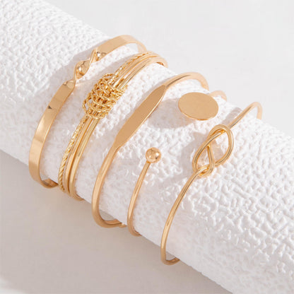 Modern 5-Piece Bracelet Set with Gold-tone