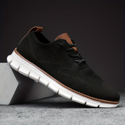 PLUS SIZE Men's Trendy Knitted Breathable Walking Shoes, Trendy Non-Slip Casual Shoes, Men's Footwear