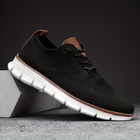 PLUS SIZE Men's Trendy Knitted Breathable Walking Shoes, Trendy Non-Slip Casual Shoes, Men's Footwear