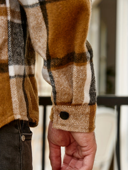 Men's Casual Flannel Shirt Coat - Solid Color Lapel Button-Up with Chest Pocket, Machine Washable Non-Stretch Fabric, Regular Fit Autumn Winter Outerwear, Autumn Apparel, Flannel, Long Sleeve Button Casual Shirt