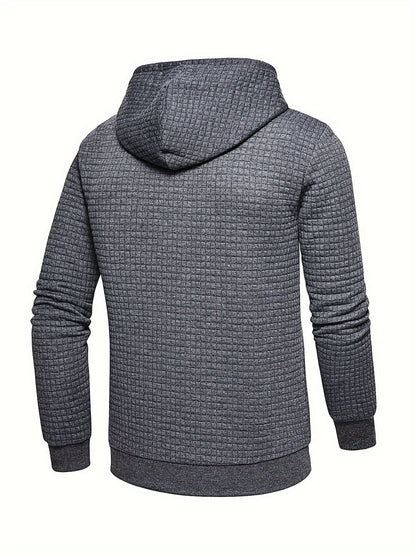 Men's Sporty Hooded Sweatshirt - Navy Blue with Copper Bow Accents, Regular Fit, Machine Washable, High-Quality Fabric for Casual & Athletic Wear, Sweater Hoodie, Everyday Comfort, Textured Knit Fabric