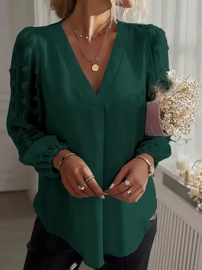 Solid Polyester Blouse Yudomi Swiss Dot
