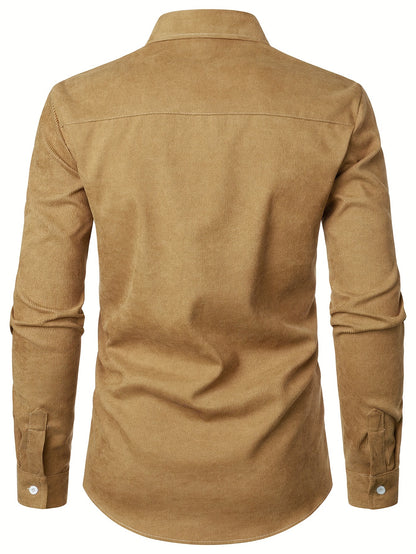 Men's Lapel Shirt, Casual Button Up Long Sleeve Shirt For Summer Fall Business