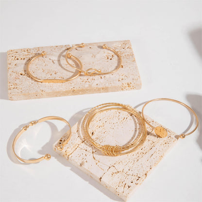Modern 5-Piece Bracelet Set with Gold-tone