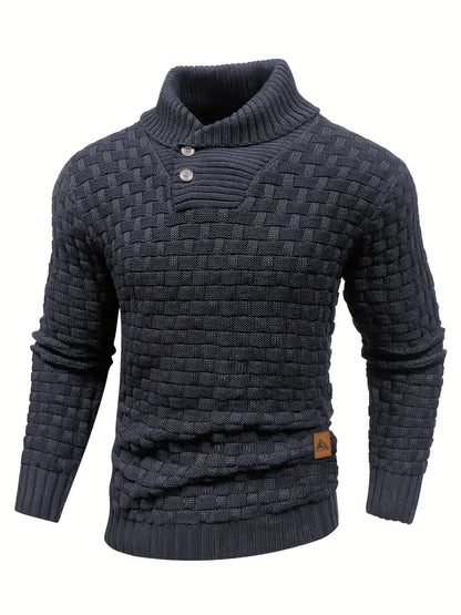 Polyester Knit Button-Up Long Sleeve Sweater
