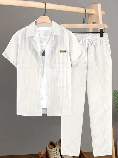 Polyester Button-Up Short Sleeve Shirt
