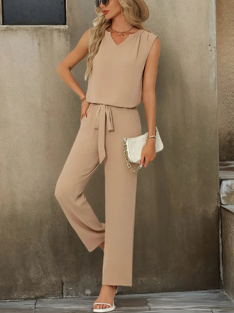 Solid Polyester Blouse 2-Piece Set Spring Summer