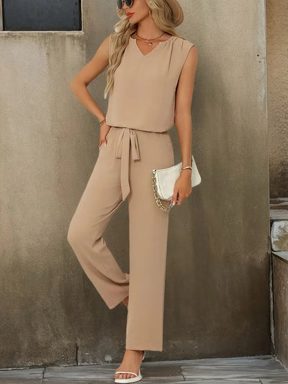 Solid Polyester Blouse 2-Piece Set Spring Summer