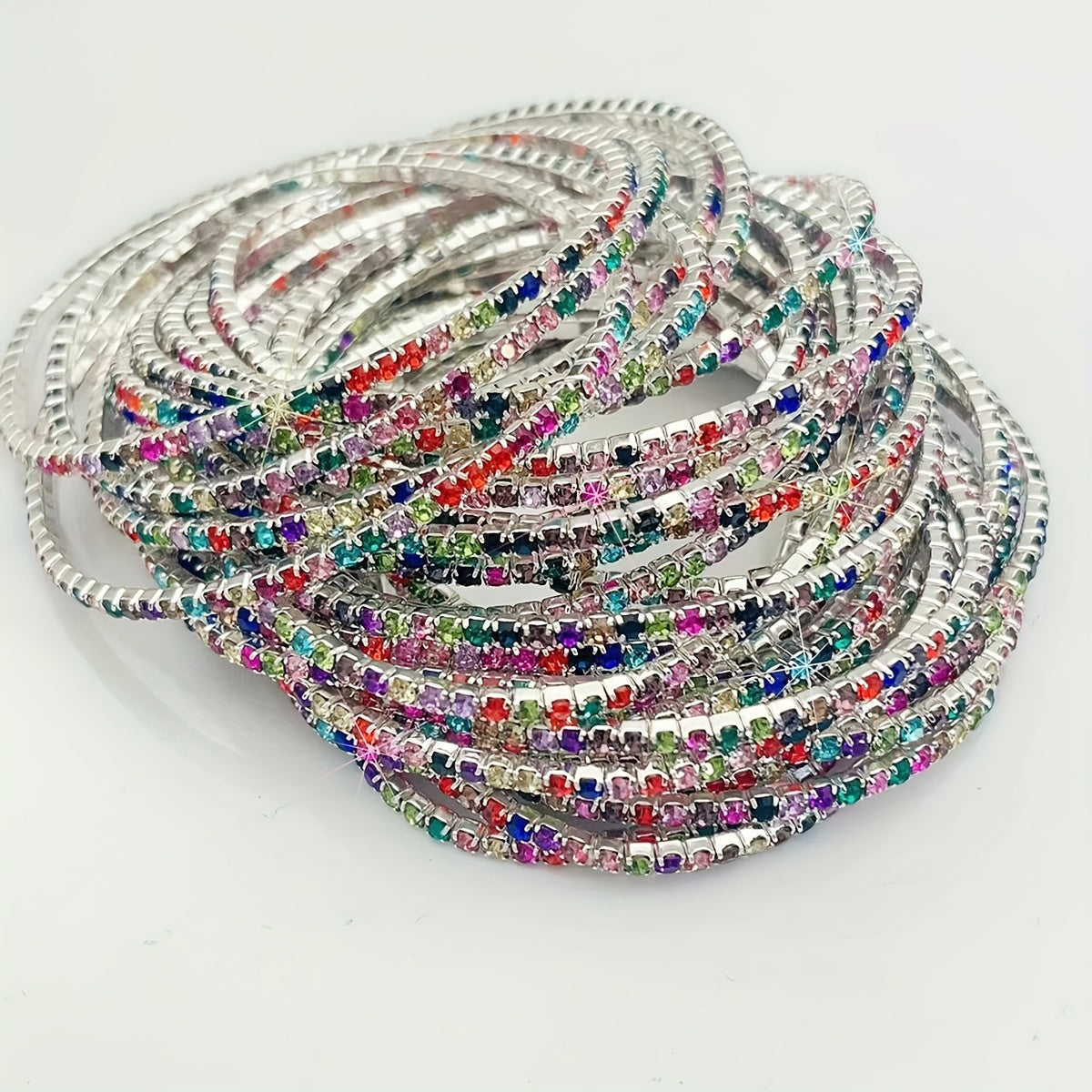 Modern 12-Piece Bracelet Set with Gold-tone