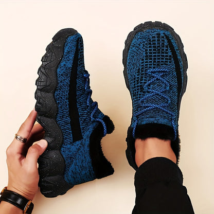 Men'S Casual Sneakers - Breathable Knit Upper, Geometric Pattern, Lace-Up Closure, Durable Rubber Sole, Comfortable Fabric Lining for Spring Sports & Casual Attire, Athletic Footwear | Geometric Pattern Shoes | Knit Construction, Sneakers