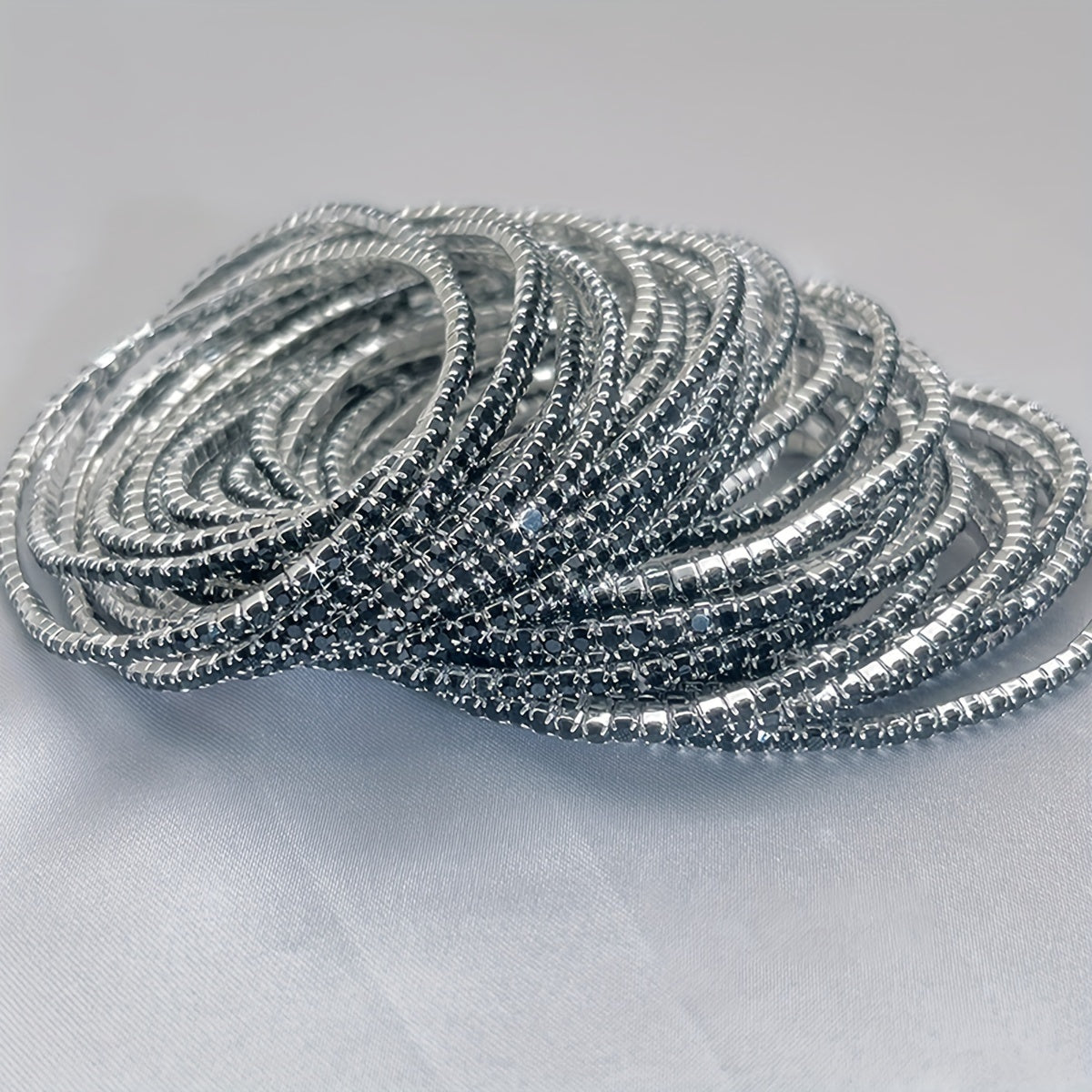 Modern 12-Piece Bracelet Set with Gold-tone