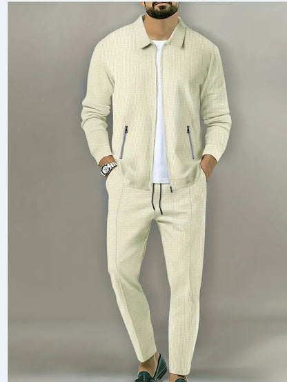 Polyester Knit Zip Button-Up Long Sleeve Jacket