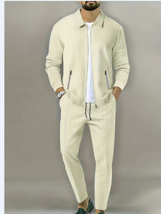 Polyester Knit Zip Button-Up Long Sleeve Jacket