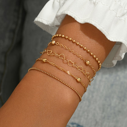 Vintage 5-Piece Necklace & Bracelet Set with Polished finish