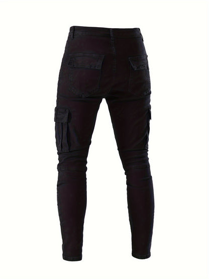 Men's Skinny Jeans - Stretch Work Pants with Slim Fit, All-Season Stretch Denim for Casual & Formal Outfits - Non-See-Through Streetwear Trousers, Versatile Clothing, Contemporary Fashion, Durable Fabric, Stylish Bottoms, Urban Style