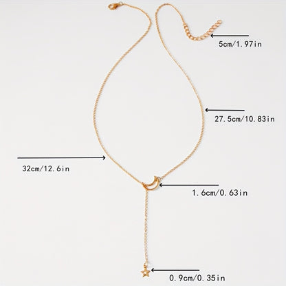 Modern Necklace with Gold-tone