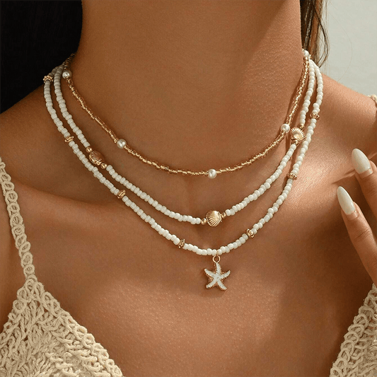 Modern 3-Piece Necklace Set with Pearl-inspired