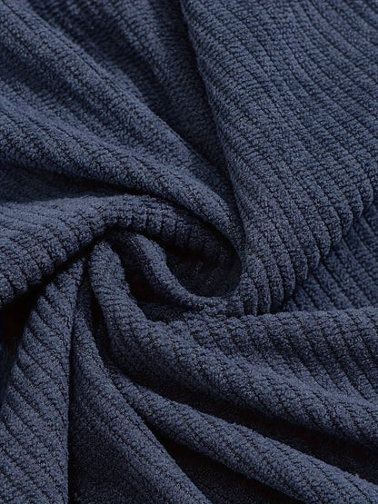 Retro Color Block Knitted Ribbed Sweater, Men's Casual Warm Mid Stretch Stand Collar Pullover Sweater For Men Fall Winter, Old Money Style