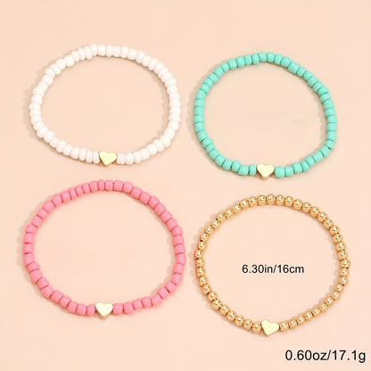 Boho 4-Piece Necklace & Bracelet Set with Polished finish