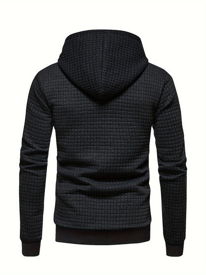 Men's Sporty Hooded Sweatshirt - Navy Blue with Copper Bow Accents, Regular Fit, Machine Washable, High-Quality Fabric for Casual & Athletic Wear, Sweater Hoodie, Everyday Comfort, Textured Knit Fabric