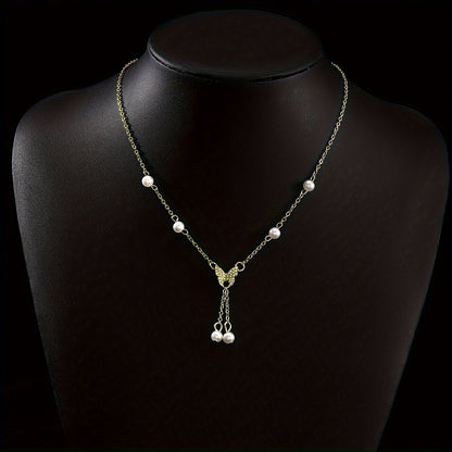 Modern Necklace with Pearl-inspired