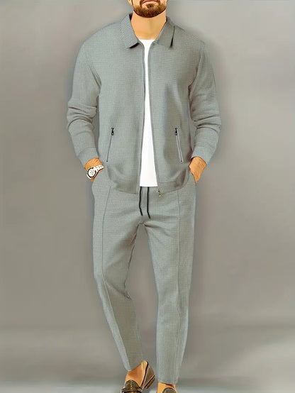 Polyester Knit Zip Button-Up Long Sleeve Jacket