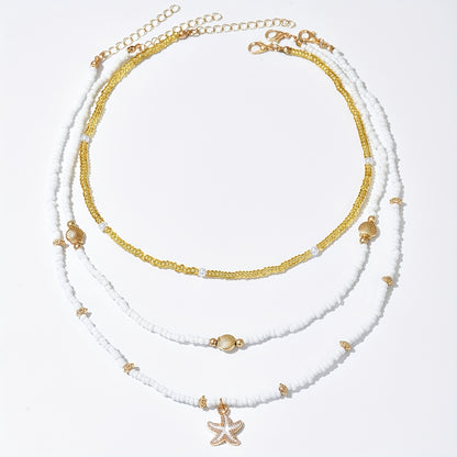 Modern 3-Piece Necklace Set with Pearl-inspired