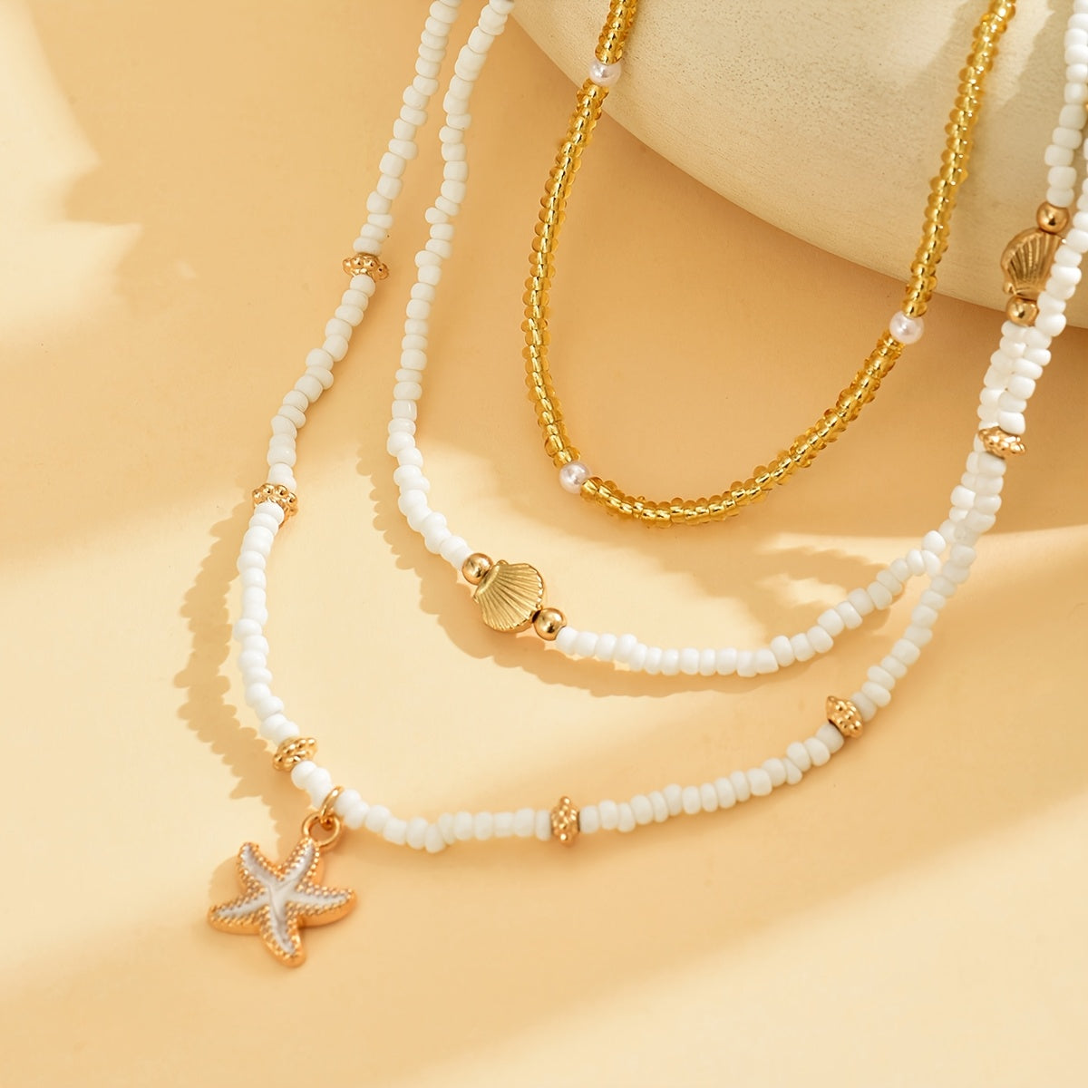 Modern 3-Piece Necklace Set with Pearl-inspired