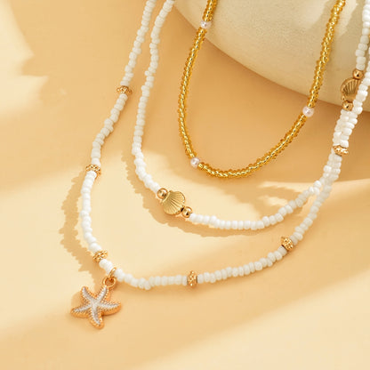 Modern 3-Piece Necklace Set with Pearl-inspired