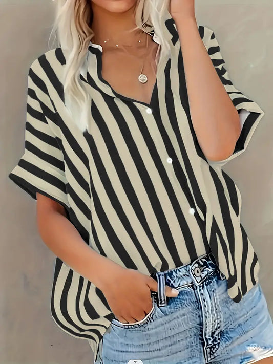 Striped Polyester Blouse