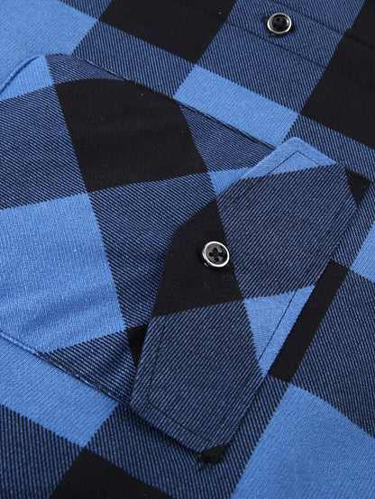 Men's Fleece-Lined Hoodie - Casual & Sporty, Plaid Pullover with Button Detail, Long Sleeve, Loose Fit for Fall/Winter