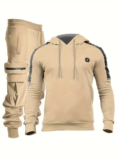 Polyester Knit Hooded Zip Long Sleeve 2-Piece Hoodie