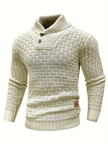 Polyester Knit Button-Up Long Sleeve Sweater