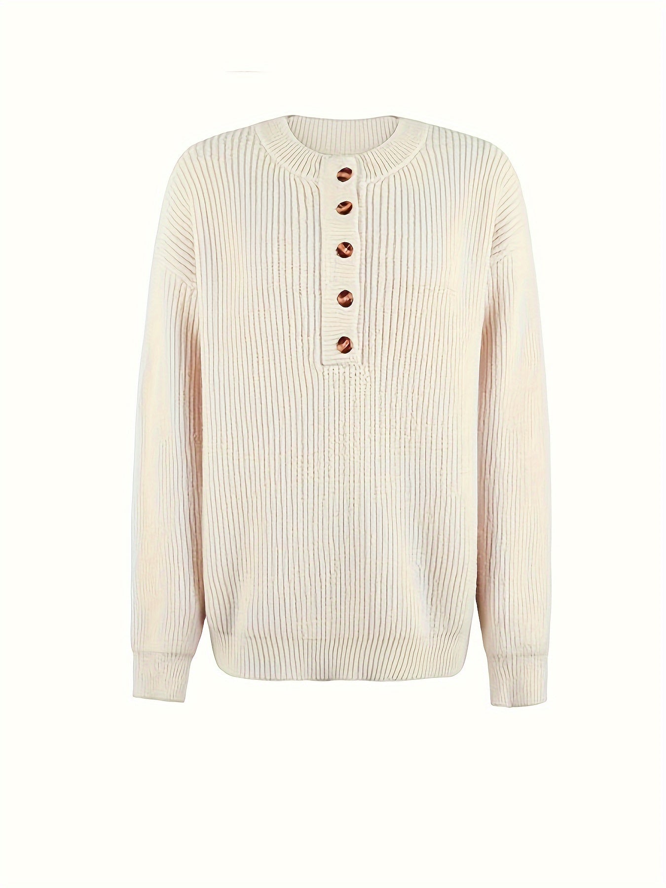 [Cozy Pink Sweater] Soft & Comfortable Women's Cozy Pink Sweater | Long Sleeve Pullover with Button Details, Casual Crew Neck, Fall/Winter Apparel