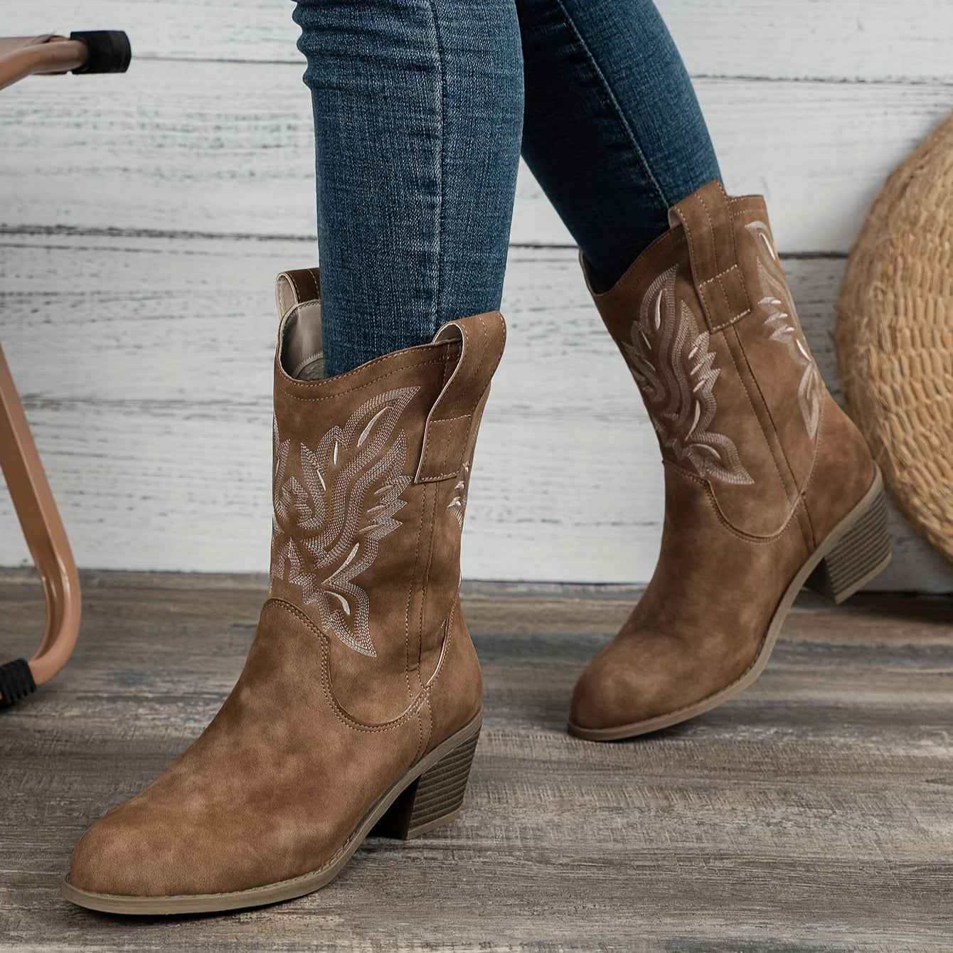 Timeless Brown Stripe Chelsea Boots with Wedge