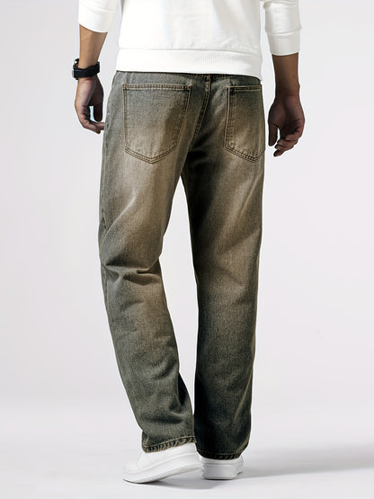 Men's Light Blue Relaxed Fit Jeans - Casual Straight-Leg Machine-Washable Denim Pants for Casual Attire, All-Season Comfort & Versatile Style