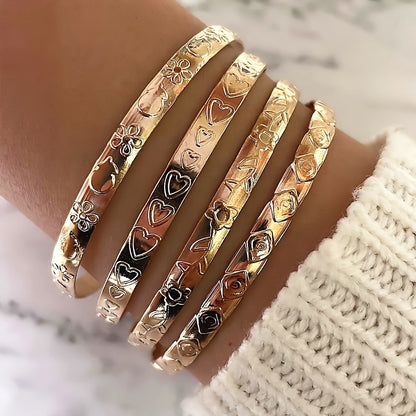 Timeless 4-Piece Bracelet Set with Gold-tone