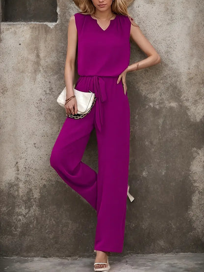 Solid Polyester Blouse 2-Piece Set Spring Summer