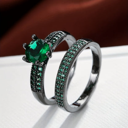 Modern 2-Piece Ring Set with Gold-tone