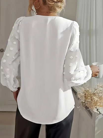 Solid Polyester Blouse Yudomi Swiss Dot
