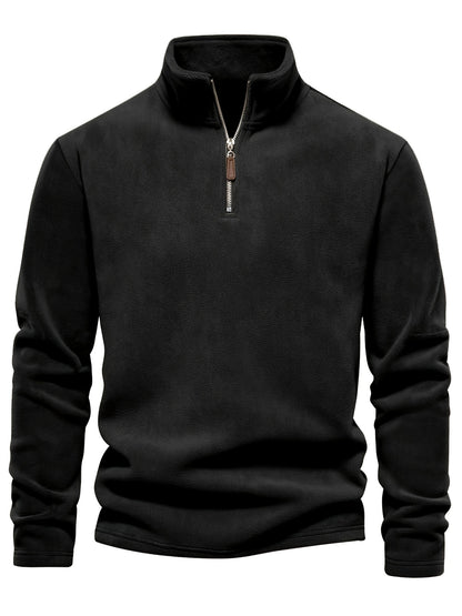 New Autumn And Winter Men'S Lamb Sweatshirt with a Stand-Up Collar, Half-Zip, Long Sleeves, Versatile European Style, Trendy Brand with Fleece Lining.
