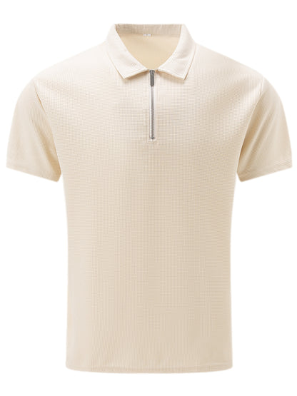 Men's Solid Short Sleeve Zipper Shirt, Casual Male Shirt For Summer Outdoor, Gift For Men
